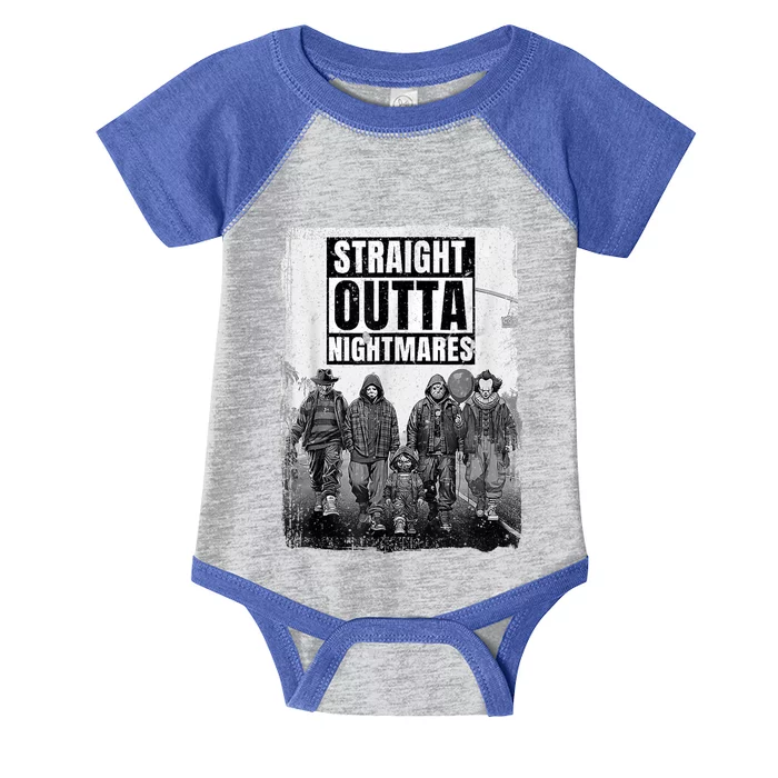 Funny Horror Halloween Scary Straight Outta Nightmares Infant Baby Jersey Bodysuit