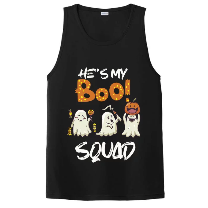 Funny Halloween He Is My Boo Squad Gift Performance Tank