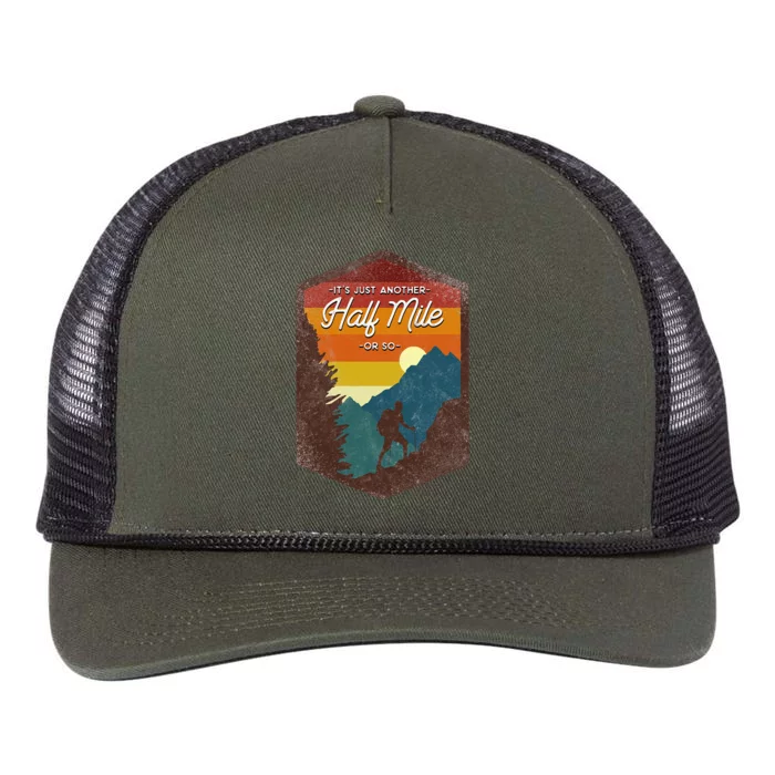 Funny Hiker Hiking Its Just Another Half Mile Or So Retro Rope Trucker Hat Cap