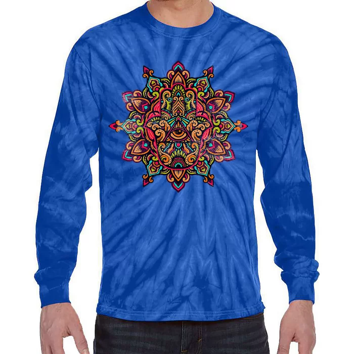 Fatima Hand Hamsa Mandala Tee Pilates Yoga Lover Tie-Dye Long Sleeve Shirt