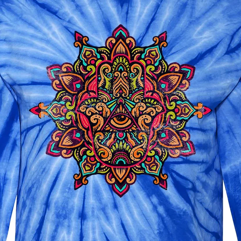 Fatima Hand Hamsa Mandala Tee Pilates Yoga Lover Tie-Dye Long Sleeve Shirt