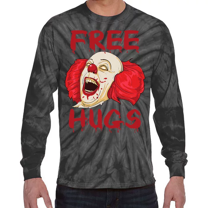 Free Hugs Halloween Evil Killer Scary Clown Horror Gift Tie-Dye Long Sleeve Shirt