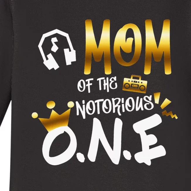 Funny Hip Hop Mom Of The Notorious One Baby Long Sleeve Bodysuit