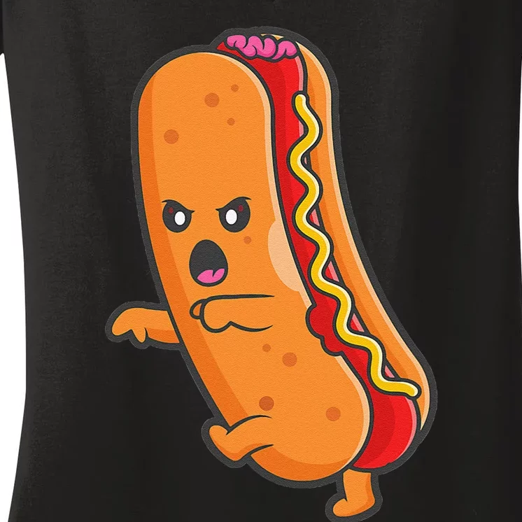 Funny Halloween Hot Dog Monster Zombie Junk Food Spooky Cute Women's V-Neck T-Shirt