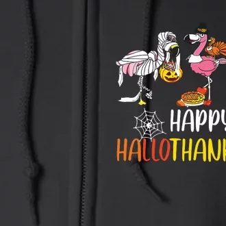 Flamingo Halloween Happy Hallothanksmas Thanksgiving Xmas Full Zip Hoodie