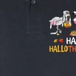 Flamingo Happy Hallothanksmas Funny Halloween Thanksgiving Softstyle Adult Sport Polo