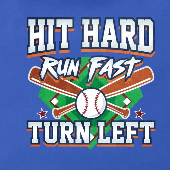 Funny Hit Hard Run Fast Turn Left Baseball Design Meaningful Gift Zip Tote Bag