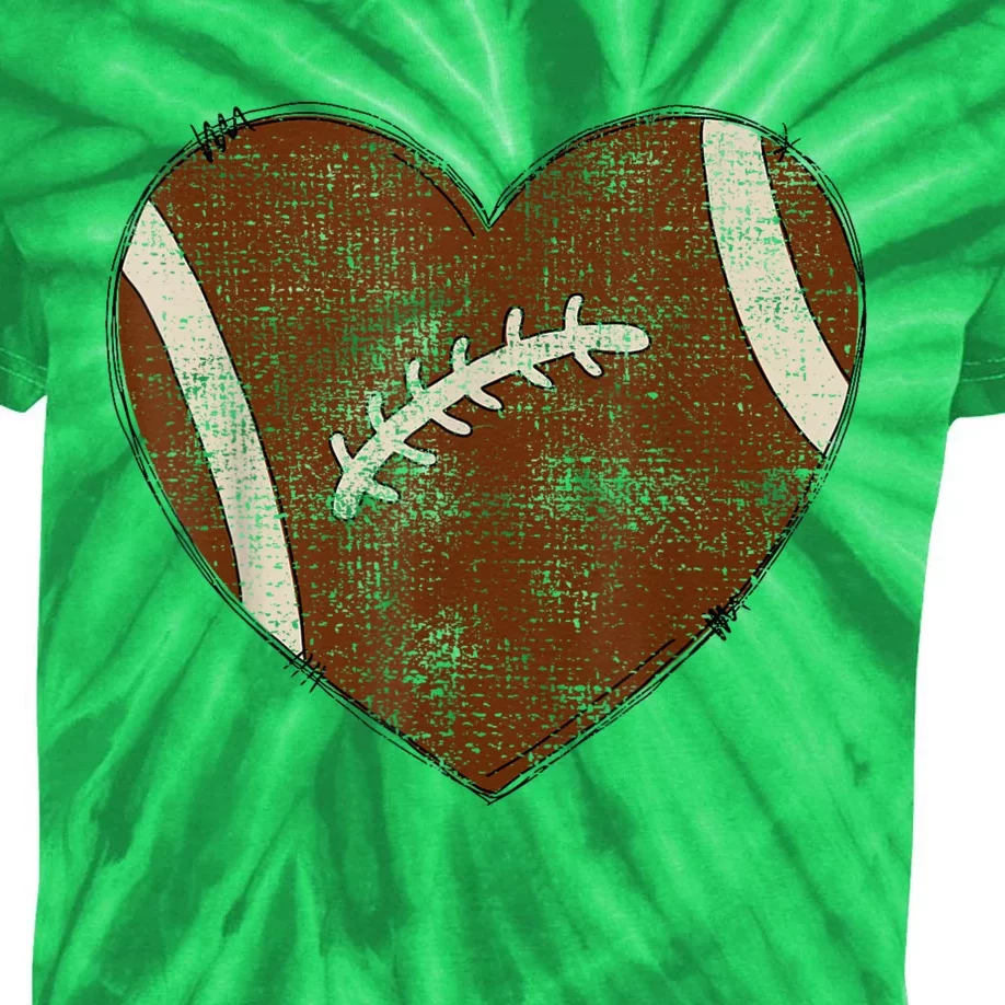 Football Heart I Love Football Red Kids Tie-Dye T-Shirt