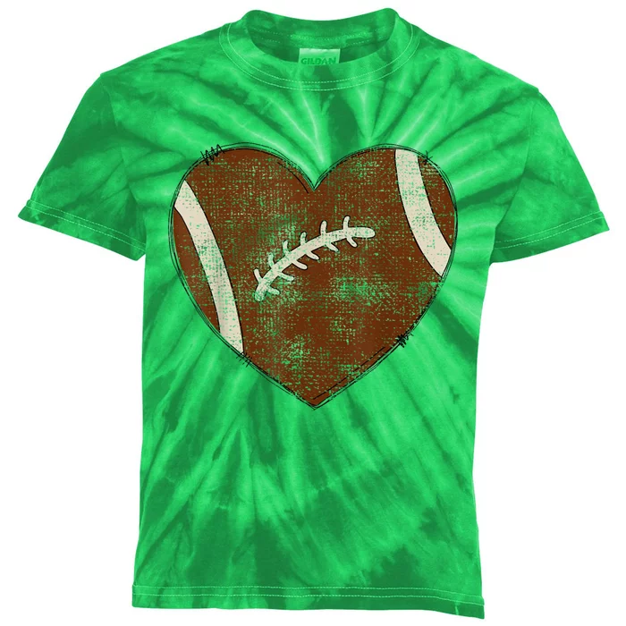 Football Heart I Love Football Red Kids Tie-Dye T-Shirt