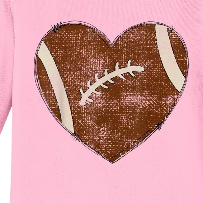 Football Heart I Love Football Red Baby Long Sleeve Bodysuit