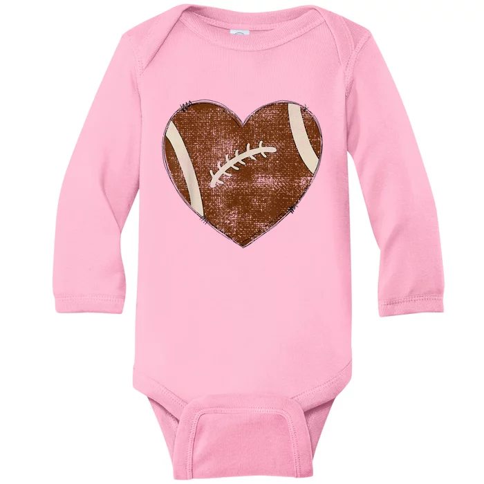 Football Heart I Love Football Red Baby Long Sleeve Bodysuit