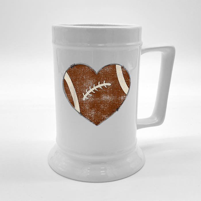 Football Heart I Love Football Red Front & Back Beer Stein