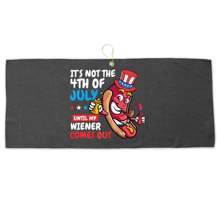 Funny Hotdog Its Not 4th Of July Until My Wiener Comes Out Large Microfiber Waffle Golf Towel