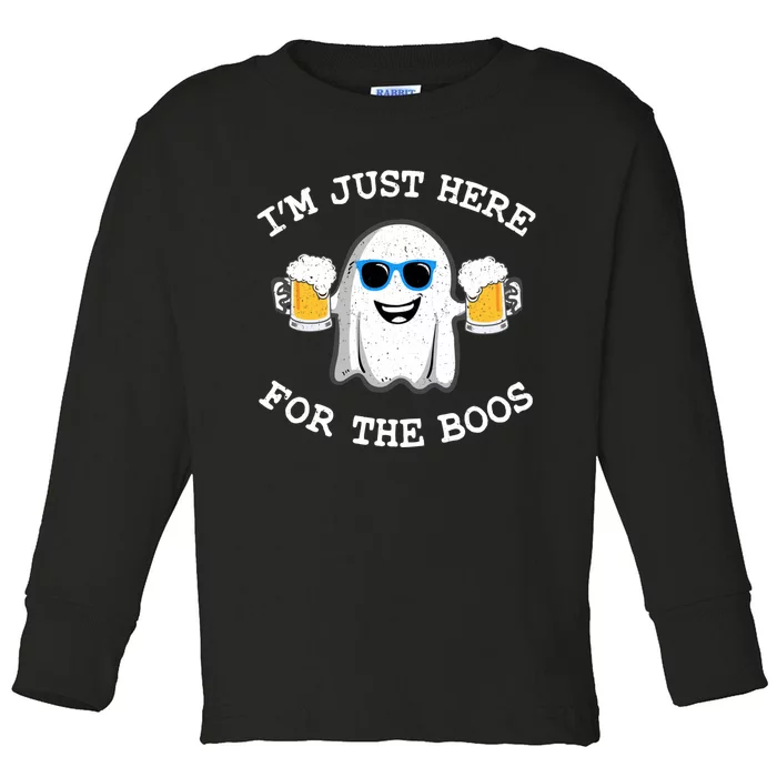 Funny Halloween  IM Just Here For The Boos Costume Toddler Long Sleeve Shirt