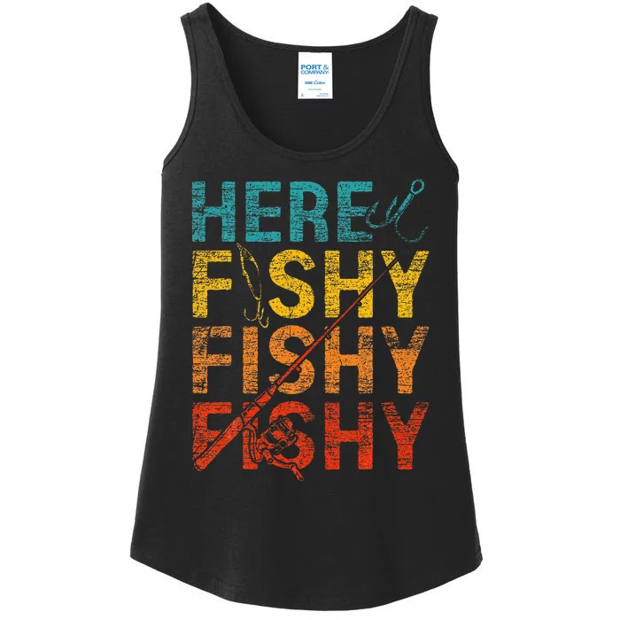 funny Happiness is A Big Fish And A Witness Fishing Ladies Essential Tank