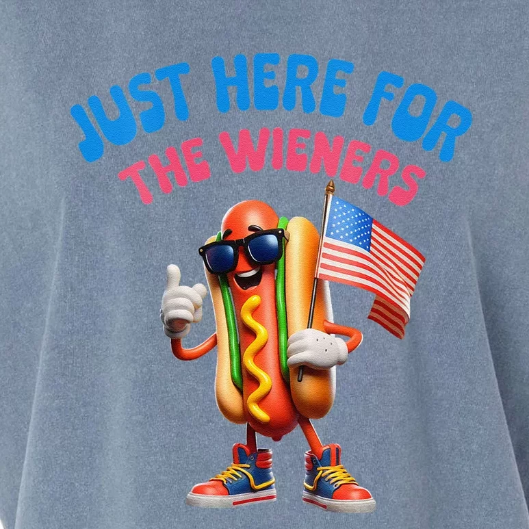 Funny Hotdog Im Just Here For The Wieners Cool 4th Of July Garment-Dyed Women's Muscle Tee