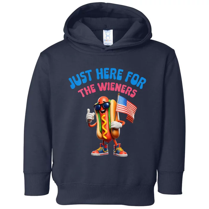 Funny Hotdog Im Just Here For The Wieners Cool 4th Of July Toddler Hoodie