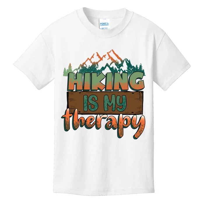 Funny Hiking Is My Therapy Camping Mountain Love Gift Kids T-Shirt