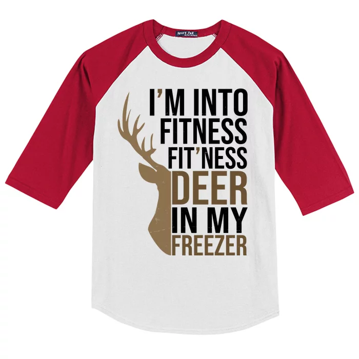 Funny Hunter Im Into Fitness Deer Freezer Hunting Kids Colorblock Raglan Jersey