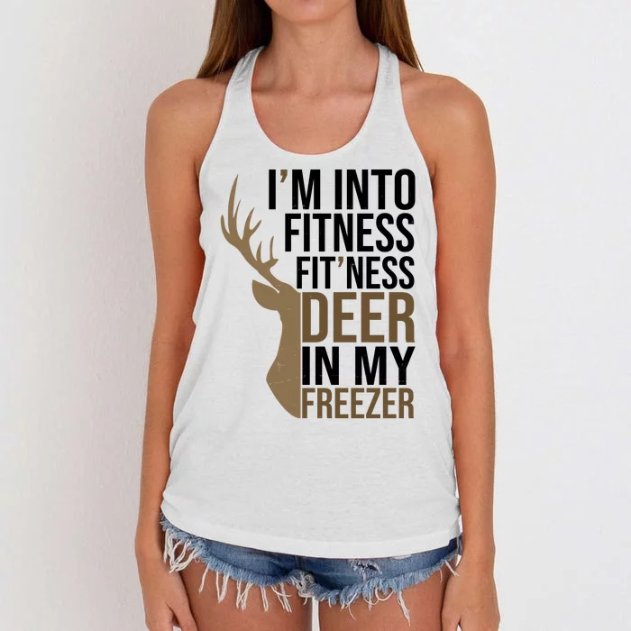 Funny Hunter Im Into Fitness Deer Freezer Hunting Women's Knotted Racerback Tank