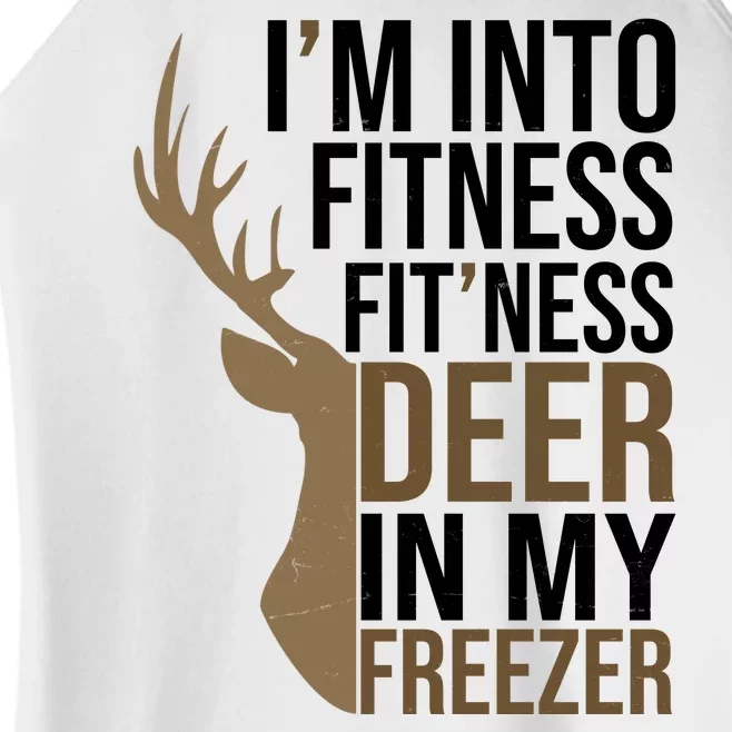 Funny Hunter Im Into Fitness Deer Freezer Hunting Women’s Perfect Tri Rocker Tank