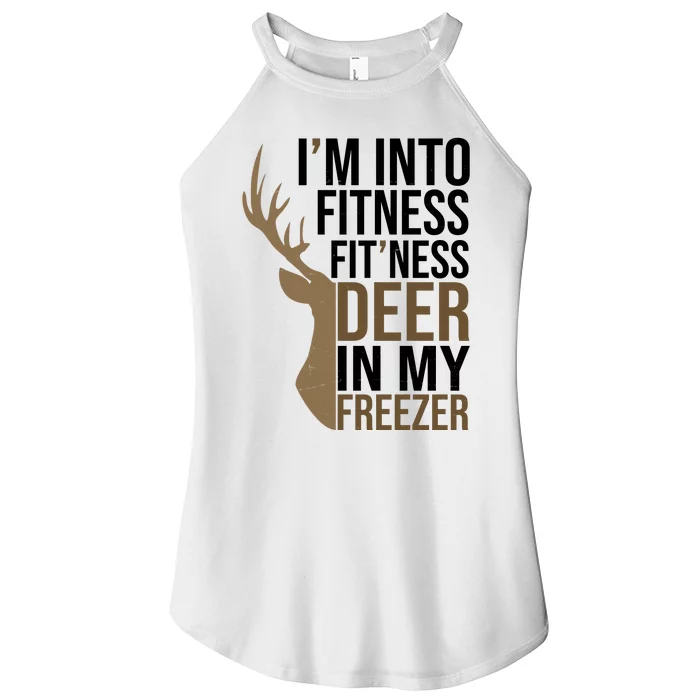 Funny Hunter Im Into Fitness Deer Freezer Hunting Women’s Perfect Tri Rocker Tank