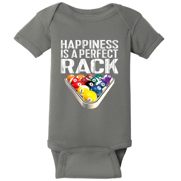 Funny Happiness Is A Perfect Rack Billiards Pool Gift Baby Bodysuit