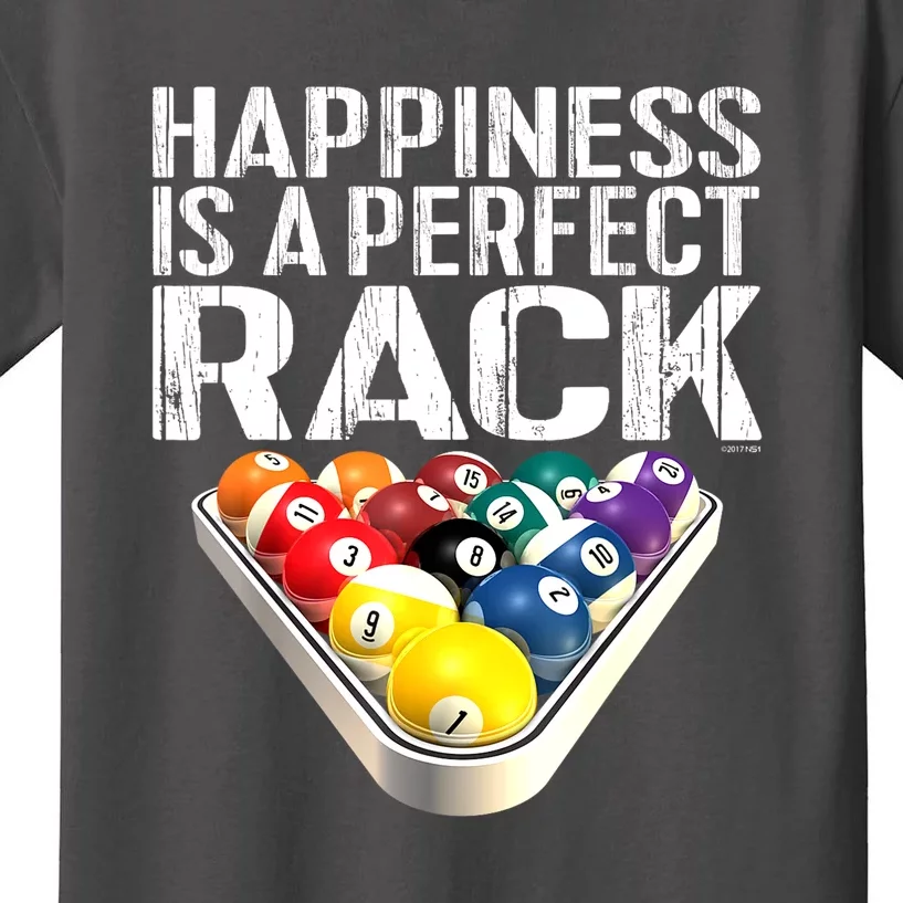 Funny Happiness Is A Perfect Rack Billiards Pool Gift Kids T-Shirt