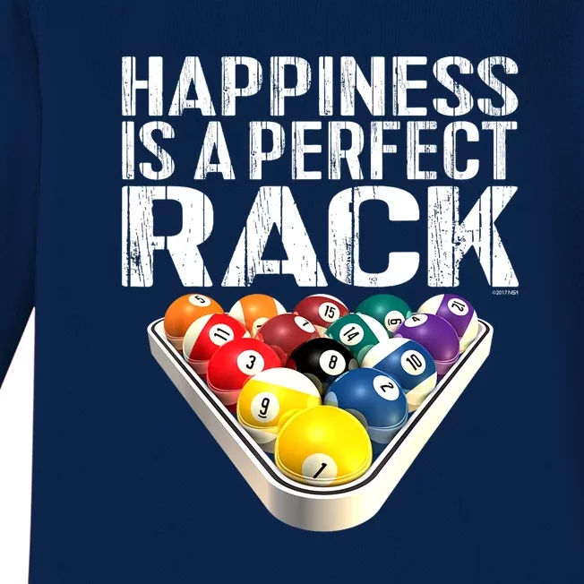 Funny Happiness Is A Perfect Rack Billiards Pool Gift Baby Long Sleeve Bodysuit