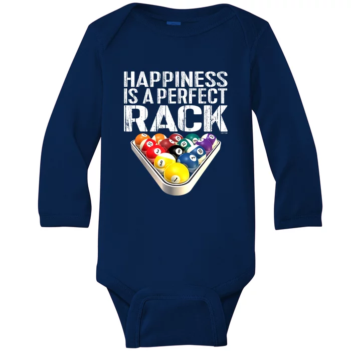 Funny Happiness Is A Perfect Rack Billiards Pool Gift Baby Long Sleeve Bodysuit