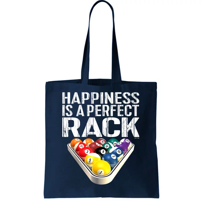 Funny Happiness Is A Perfect Rack Billiards Pool Gift Tote Bag