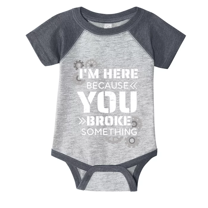 Funny Handyman, I'm Here Because You Broke Something Infant Baby Jersey Bodysuit