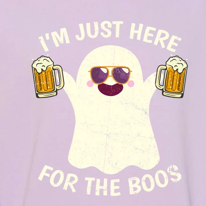 Funny Halloween Im Just Here For The Boos Cute Ghost Funny Gift Garment-Dyed Sweatshirt