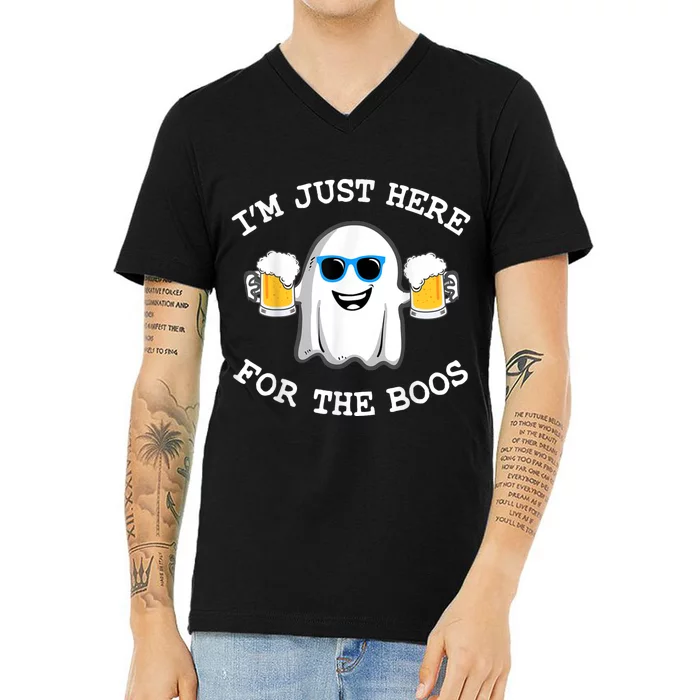 Funny Halloween Im Just Here For The Boos Costume Gift V-Neck T-Shirt