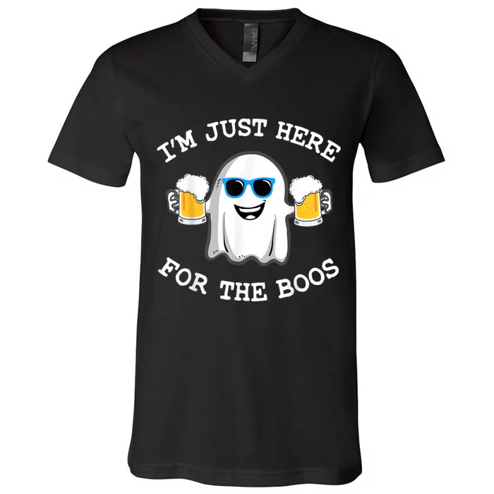 Funny Halloween Im Just Here For The Boos Costume Gift V-Neck T-Shirt