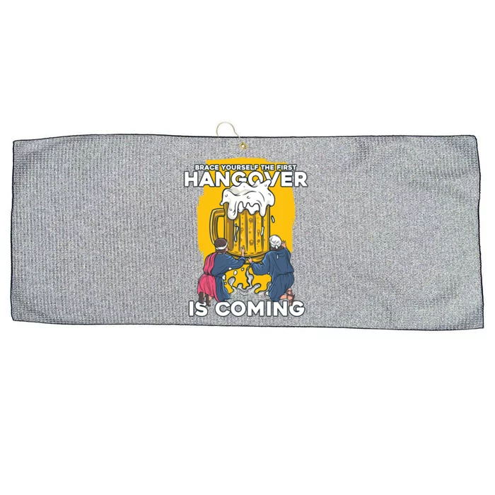 First Hangover Is Coming Funny New Year 2021 Beer Lover Gift Large Microfiber Waffle Golf Towel