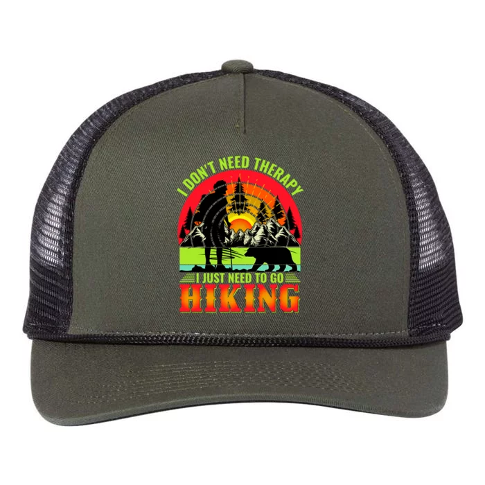 Funny Hiking I Do Not Need Therapy I Just Need To Go Hiking Retro Rope Trucker Hat Cap