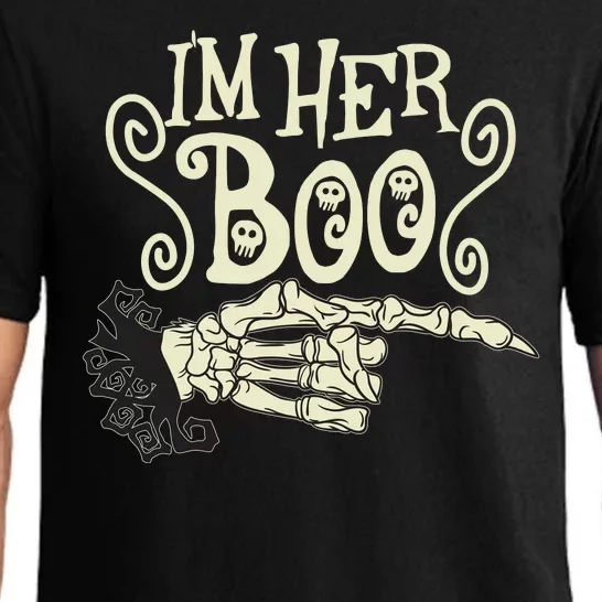 Funny Halloween I'm Her Boo Matching Couple Shirts Pajama Set