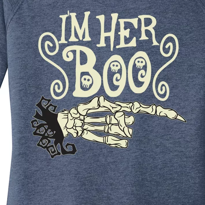 Funny Halloween I'm Her Boo Matching Couple Shirts Women's Perfect Tri Tunic Long Sleeve Shirt