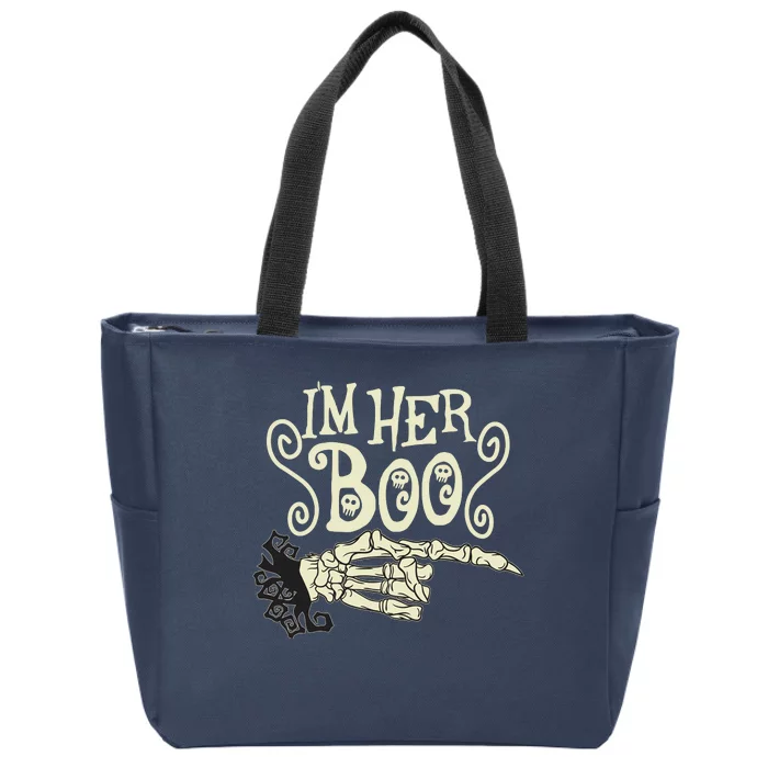 Funny Halloween I'm Her Boo Matching Couple Shirts Zip Tote Bag