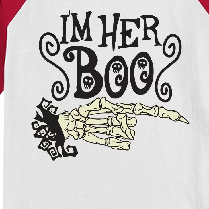 Funny Halloween I'm Her Boo Matching Couple Shirts Kids Colorblock Raglan Jersey