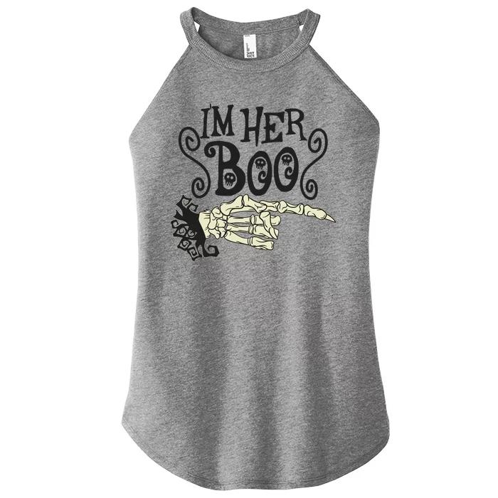 Funny Halloween I'm Her Boo Matching Couple Shirts Women’s Perfect Tri Rocker Tank