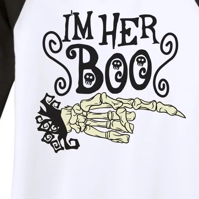 Funny Halloween I'm Her Boo Matching Couple Shirts Women's Tri-Blend 3/4-Sleeve Raglan Shirt