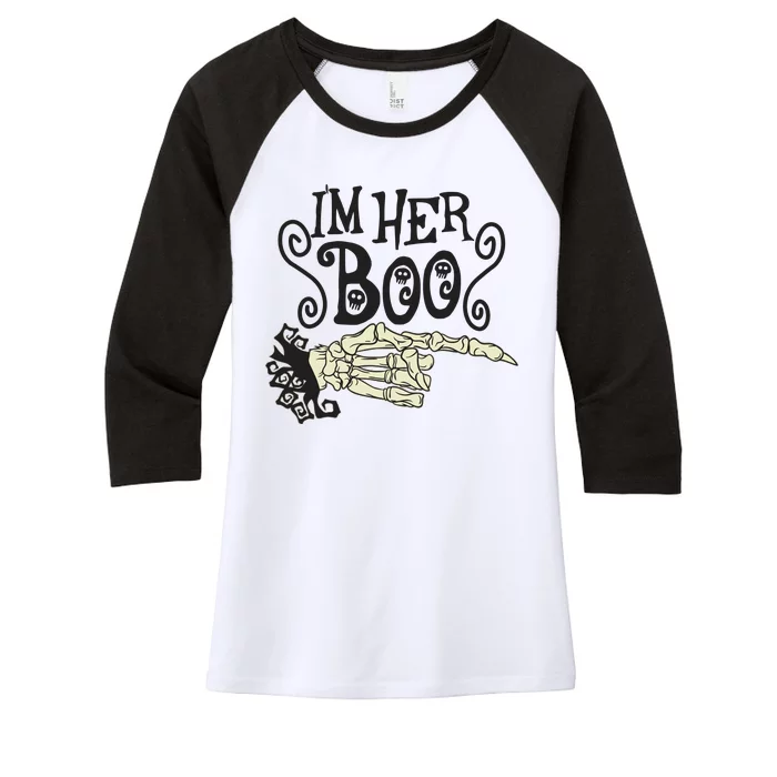 Funny Halloween I'm Her Boo Matching Couple Shirts Women's Tri-Blend 3/4-Sleeve Raglan Shirt