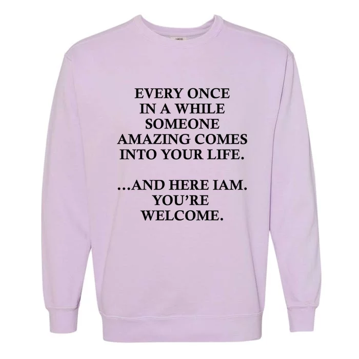 Funny Here I Am Youre Welcome Cool Gift Garment-Dyed Sweatshirt