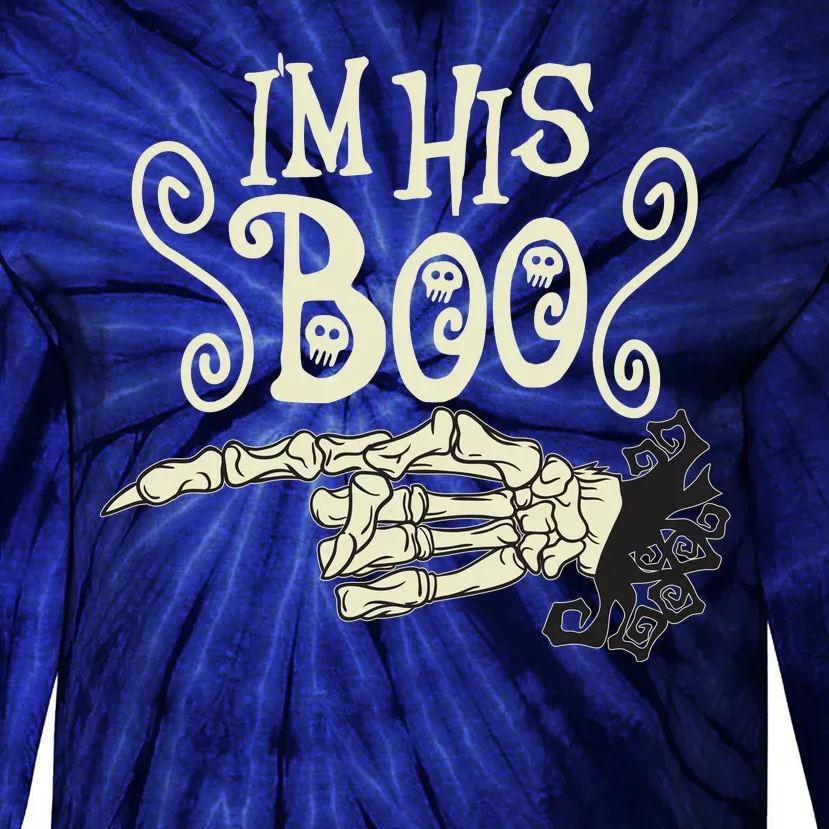 Funny Halloween I'm His Boo Matching Couple Shirts Tie-Dye Long Sleeve Shirt