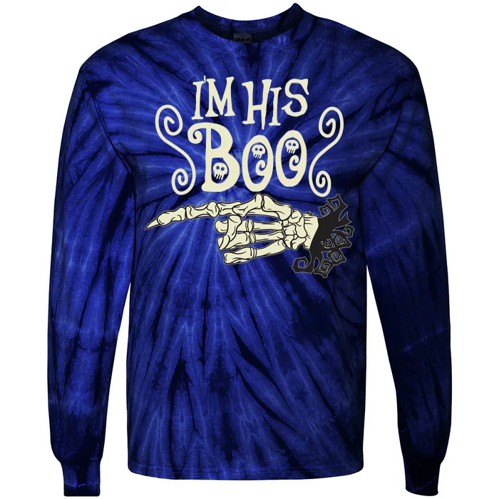 Funny Halloween I'm His Boo Matching Couple Shirts Tie-Dye Long Sleeve Shirt