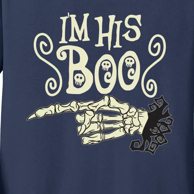 Funny Halloween I'm His Boo Matching Couple Shirts Kids Long Sleeve Shirt