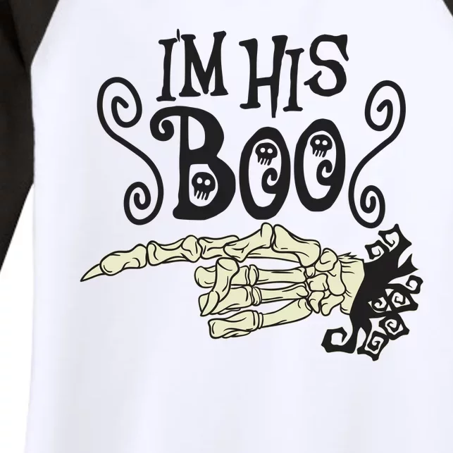 Funny Halloween I'm His Boo Matching Couple Shirts Women's Tri-Blend 3/4-Sleeve Raglan Shirt