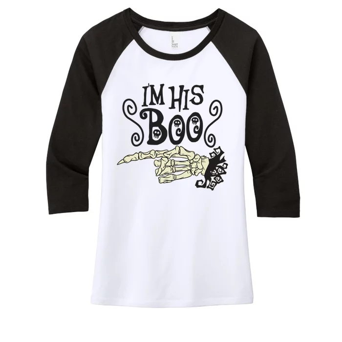 Funny Halloween I'm His Boo Matching Couple Shirts Women's Tri-Blend 3/4-Sleeve Raglan Shirt